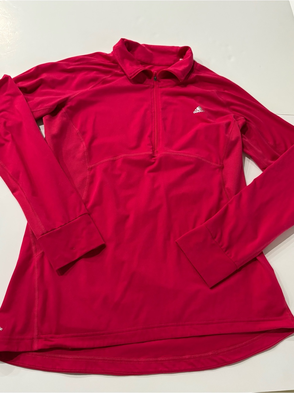 adidas ClimaliteWomen’s Hot Pink 1/4 zip, long sleeve with thumb holes, size XL